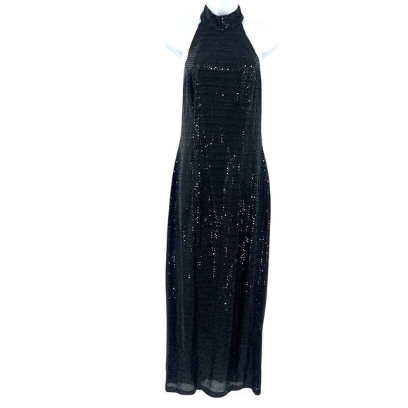 Vtg Y2K Roberta Sequin Formal Dress 9/10 Hoco Prom Halter Gala Halter 90s Goth - Picture 1 of 11